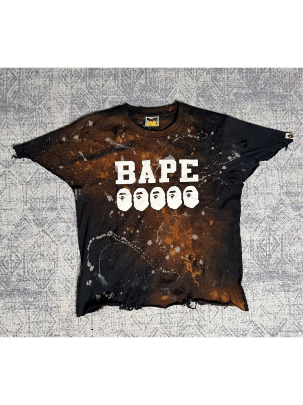 A bathing Ape x Dro Lab Custom 1/1 Reworked Distressed Bape T-Shirt
